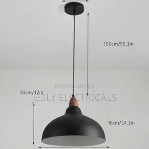 Industrial Style Pendant Light, Dome Black