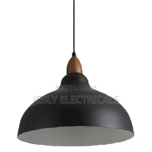 Industrial Style Pendant Light, Dome Black