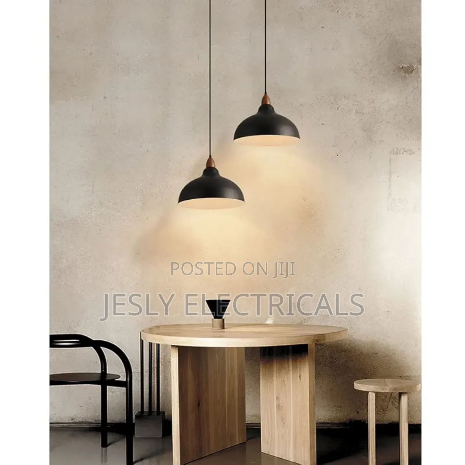 Industrial Style Pendant Light, Dome Black