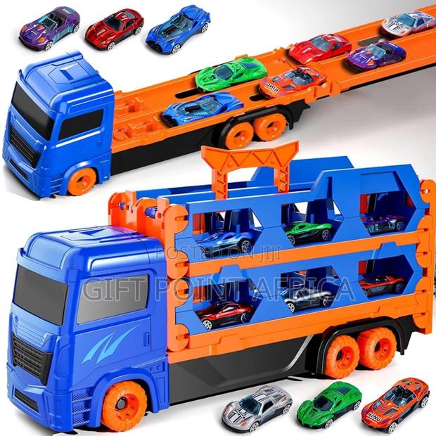 Mega Car Carrier Truck With Racing Cars For Kids