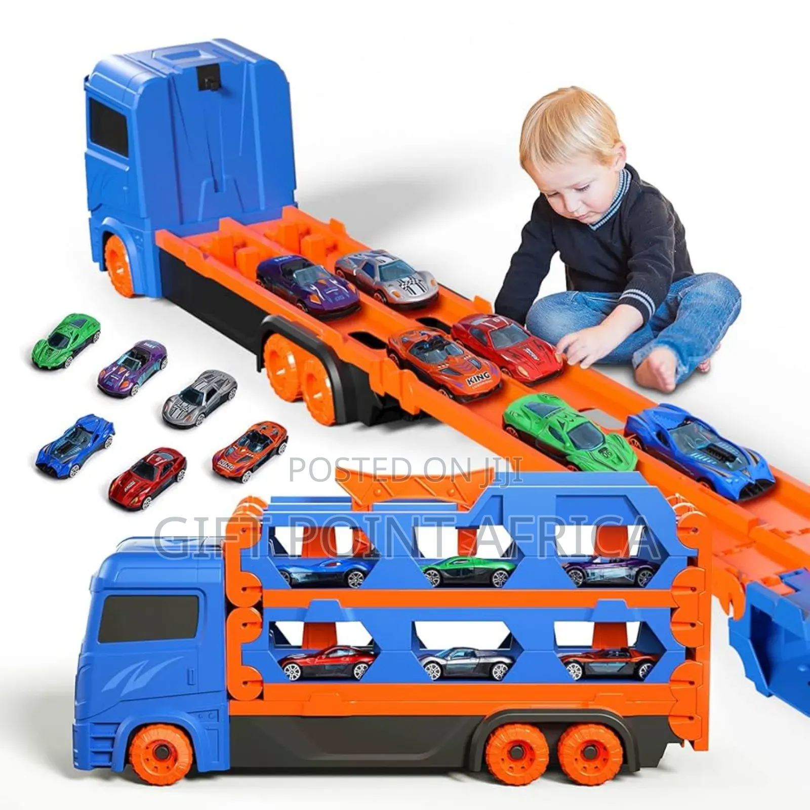 Mega Car Carrier Truck With Racing Cars For Kids