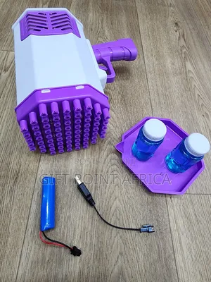 69 Holes Purple Rechargeable Bubble Gun For Kids