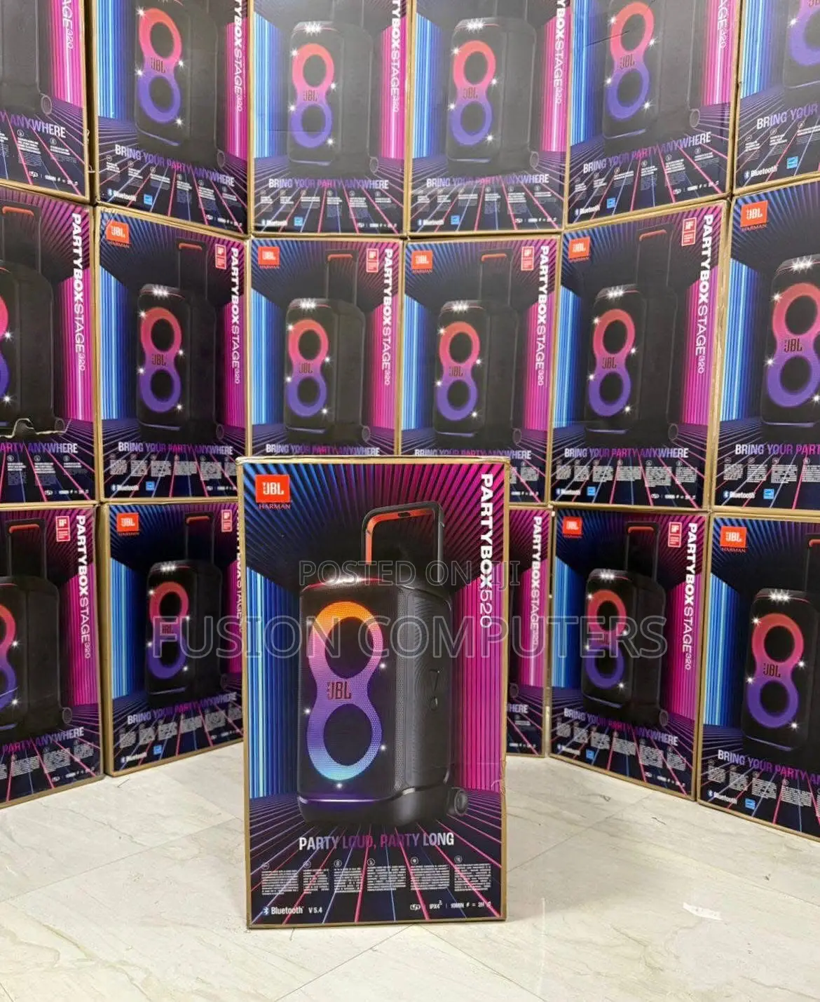 JBL Partybox 520 Portable Battery-Powered Stereo Bluetooth Speaker