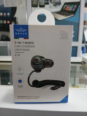 Brave 3-in-1 Wired Car Charger Lightning B-23