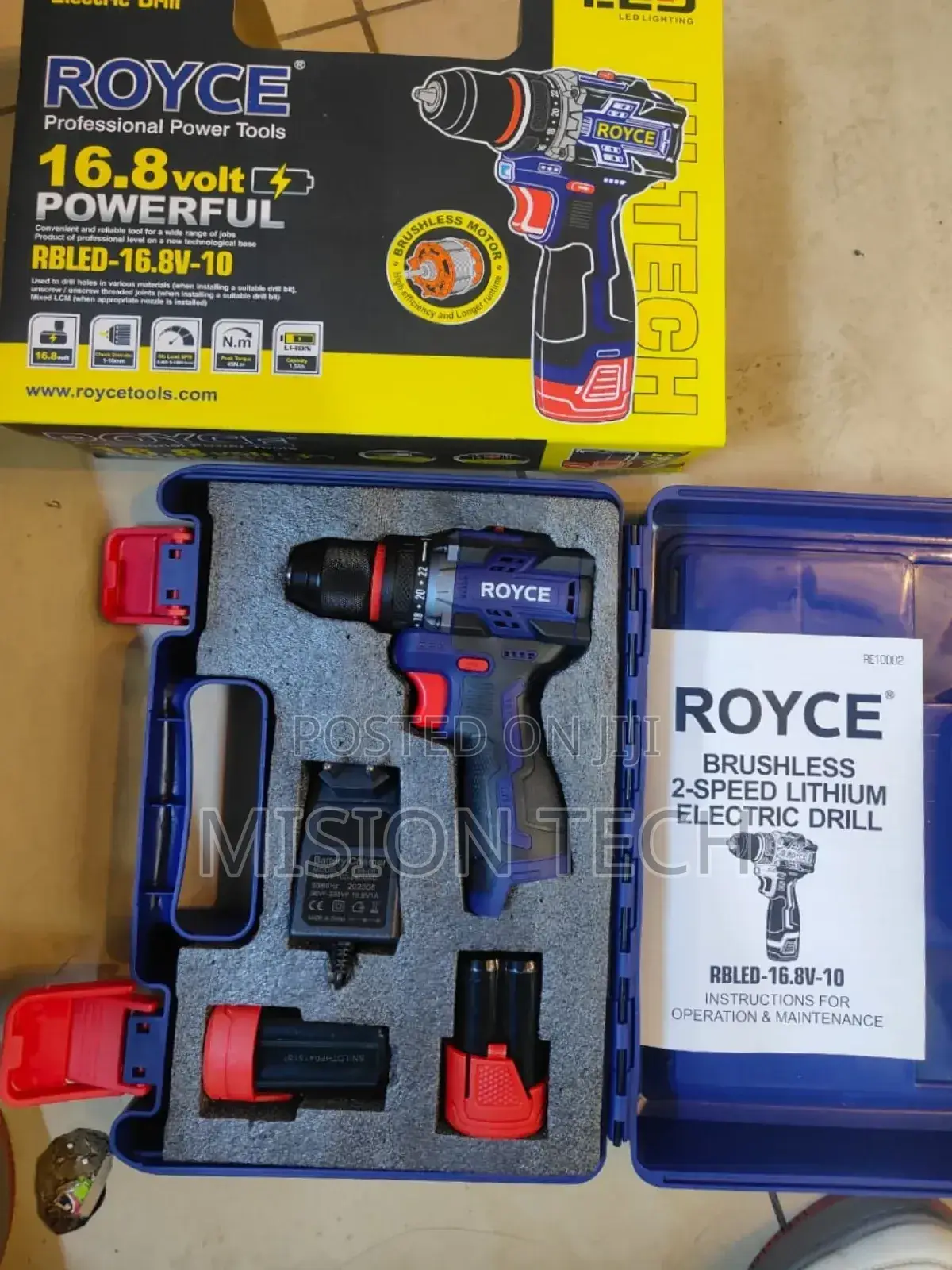 Royce Brushless Cordless Drill 16.8 Volts 10mm Metal Chuck *