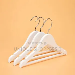 White *5 Pc Wooden Hangers for Clothes* 
Space-Saving 
