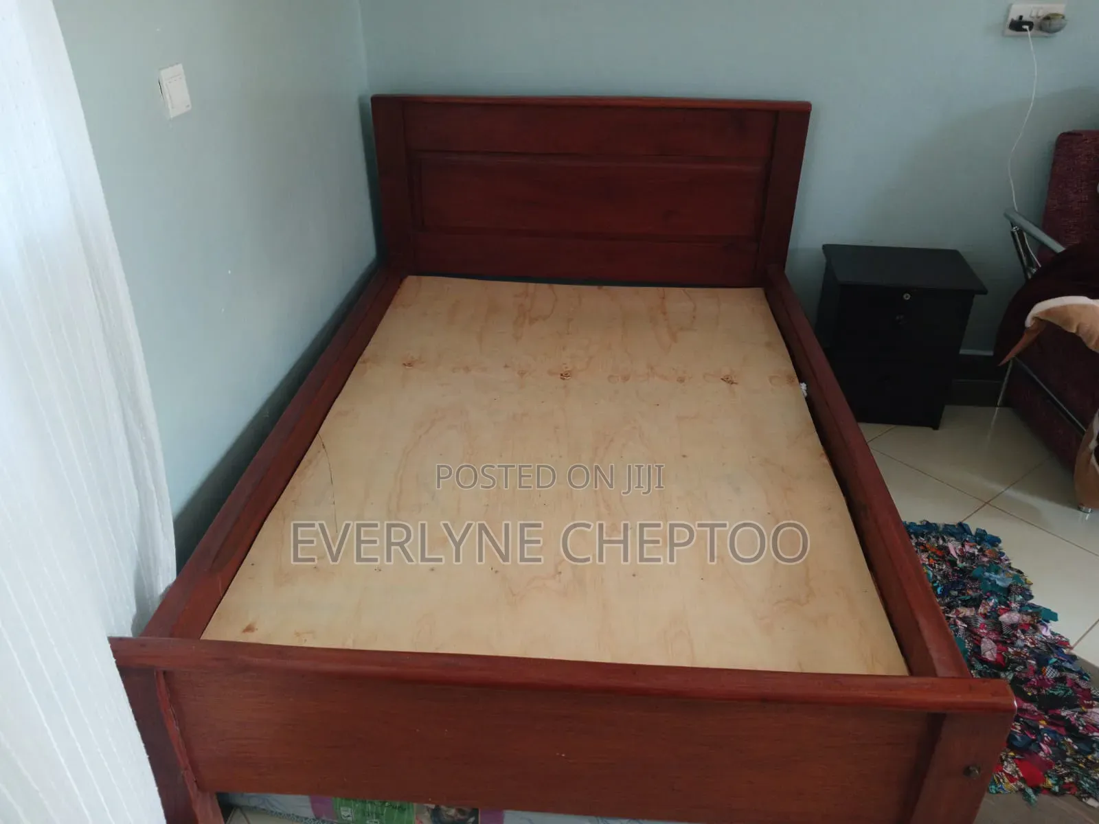 4 by 6 Light Brown Wooden Mahogany Bed