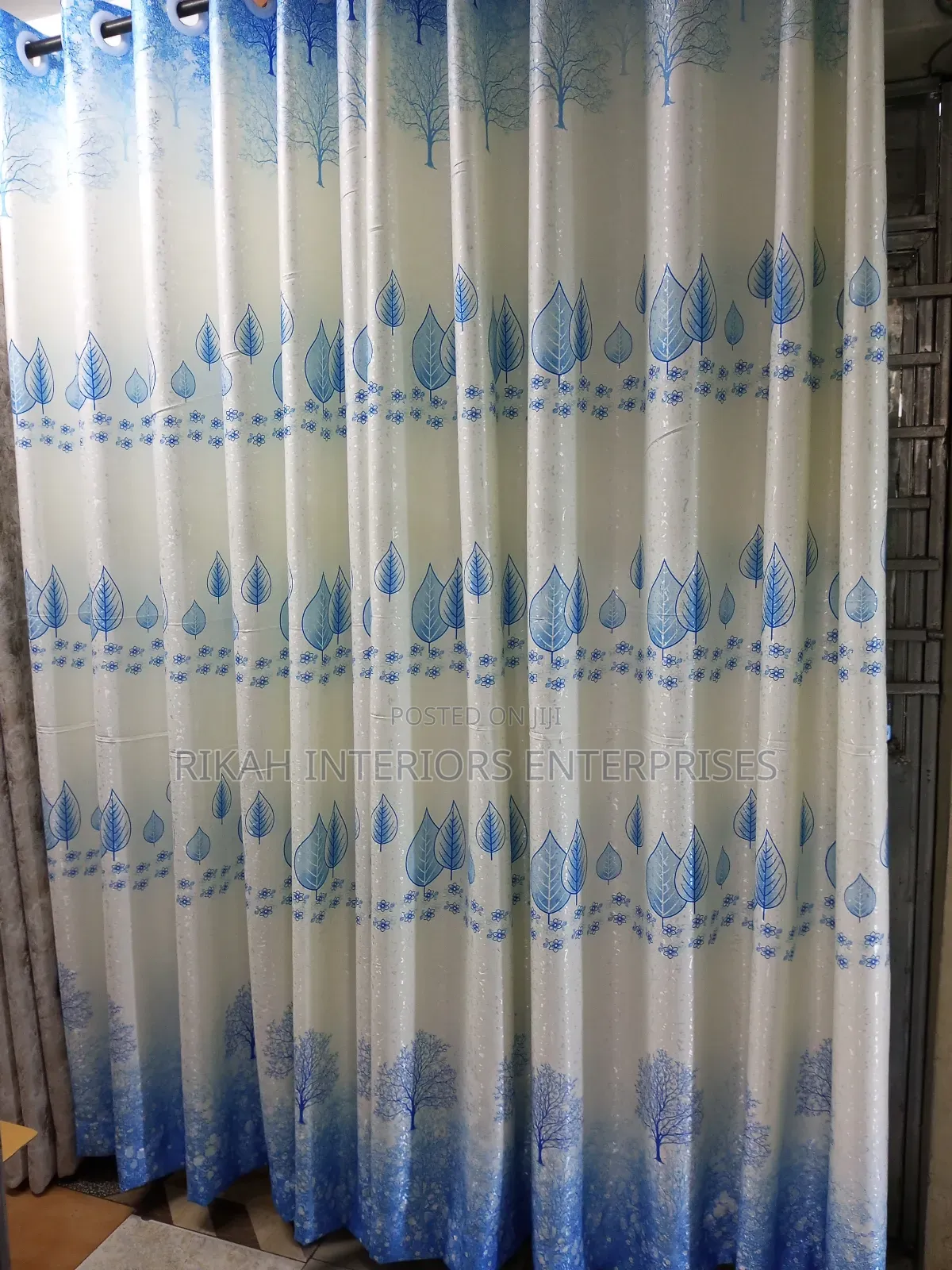 Blueish Floral Curtains