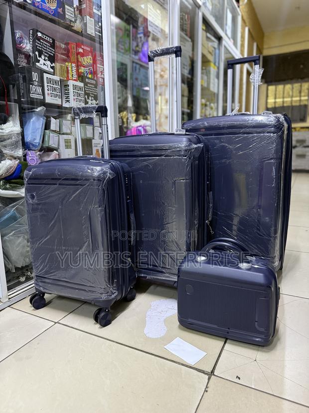 Navy Blue 4 Inn1 Rubber Suitcase Set in Size 2/No 29