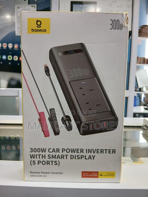 Baseus 300w Car Power Inverter With Smart Display (5 Ports)