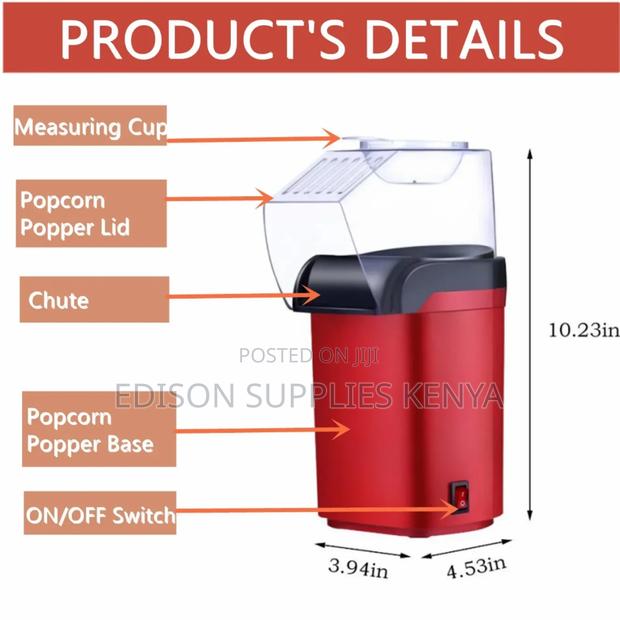 Popcorn Maker Electric Popcorn Maker Oil Free for Home Use - thumbnail 3