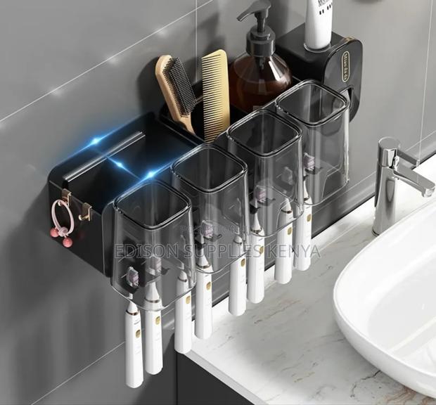 Toothbrush Organizer Toothbrush Storage With Toothpaste Dispenser - thumbnail 2