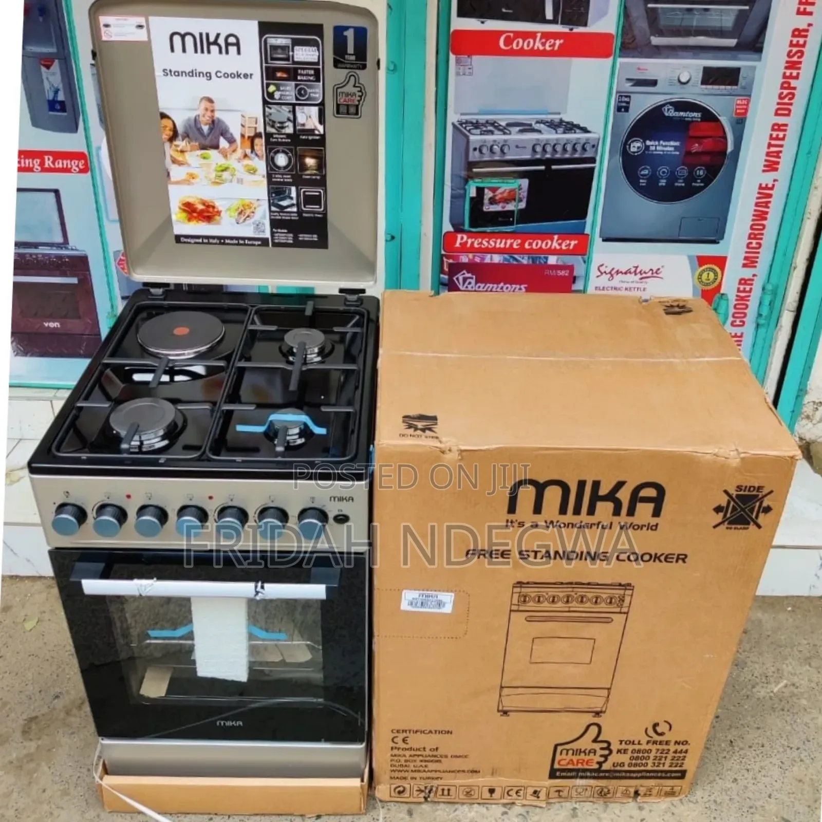 *Mika Standing Cooker, 50cm X 60cm, 3 Gas Pipe Burners