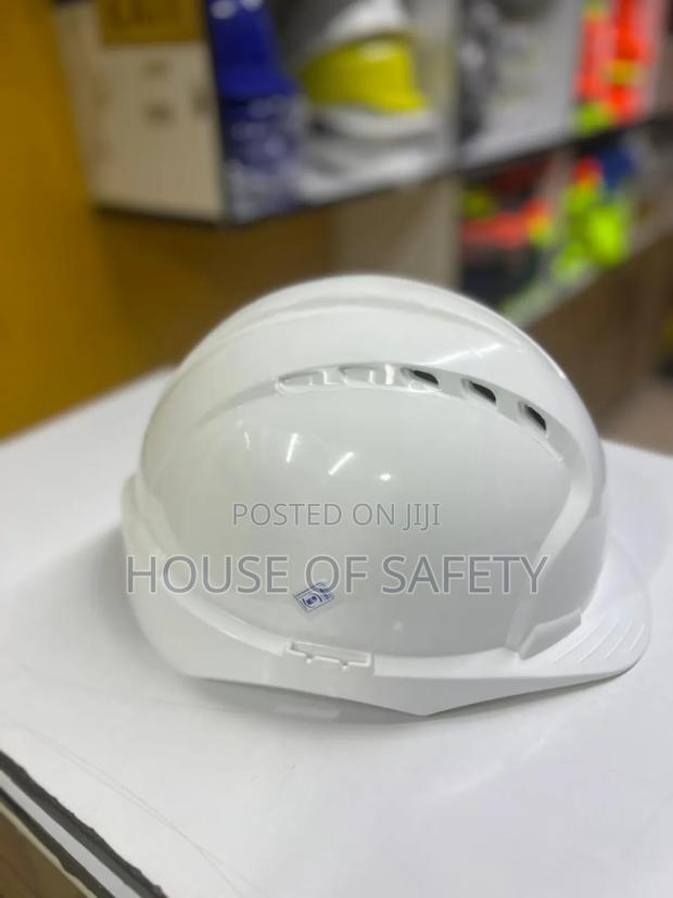 Adjustable White And Yellow Jsp Helmets - main view