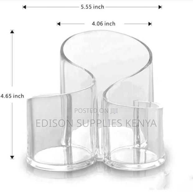 Makeup Brush Organizer With 3 Slots Clear Acrylic - thumbnail 2