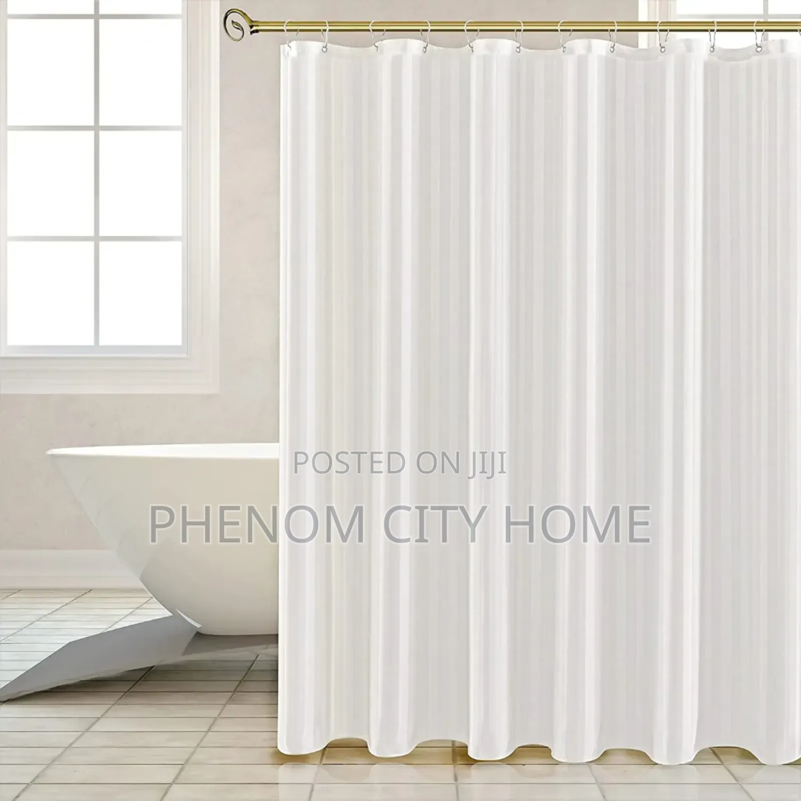 Silk Stripped Shower Curtains With Hooks