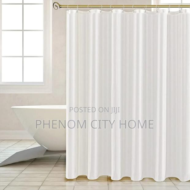 Silk Stripped Shower Curtains With Hooks - thumbnail 2