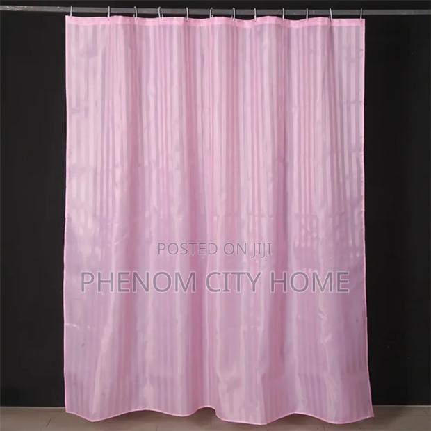 Pink Polyester Shower Curtains With Hooks - main view