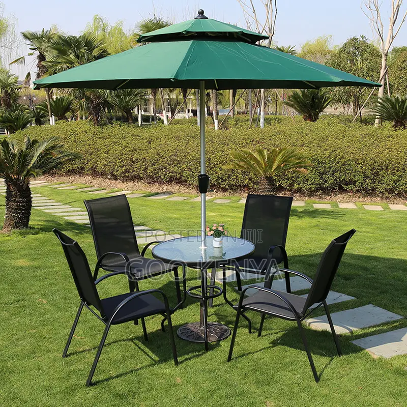 Home Dining Set; 4-Seater Round Glass Top Foldable Dining Set