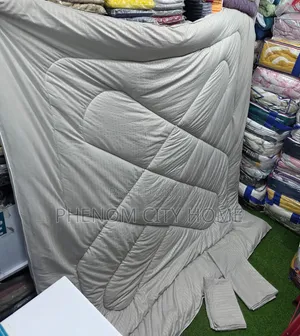 Grey and White Plain Binded Duvet Set