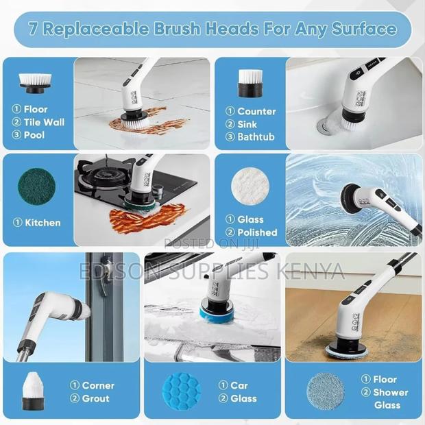 Spin Brush Scrubber Extendable Handle 9in1 Set Electric Cleaning Brush - thumbnail 4