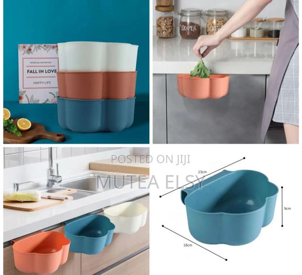 Blue, White and Peach Creative Hanging Dustbin - main view