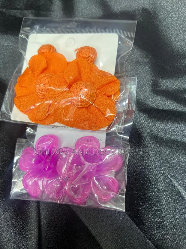 Orange and Pink Floral Earrings - thumbnail 3