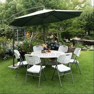 Dining Table; Round White Plastic Dining Table
