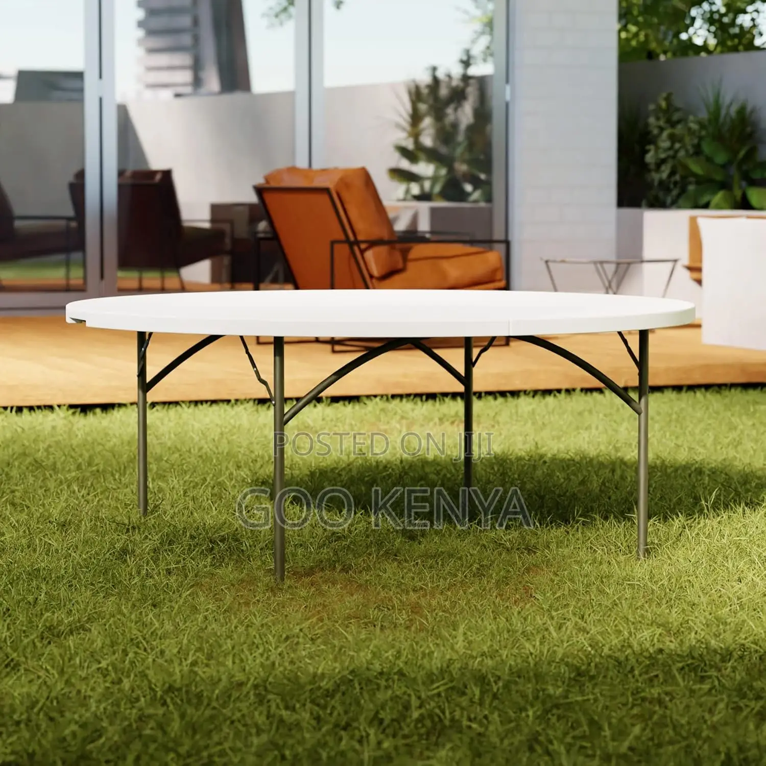 Dining Table; Round White Plastic Dining Table