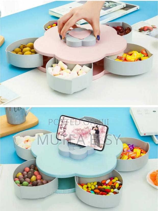 Pink Blue Rotating Petal/Snack Tray - main view