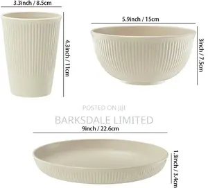 18pcs Dinnerware Set Cups Plates Bowls Dishes Glass White