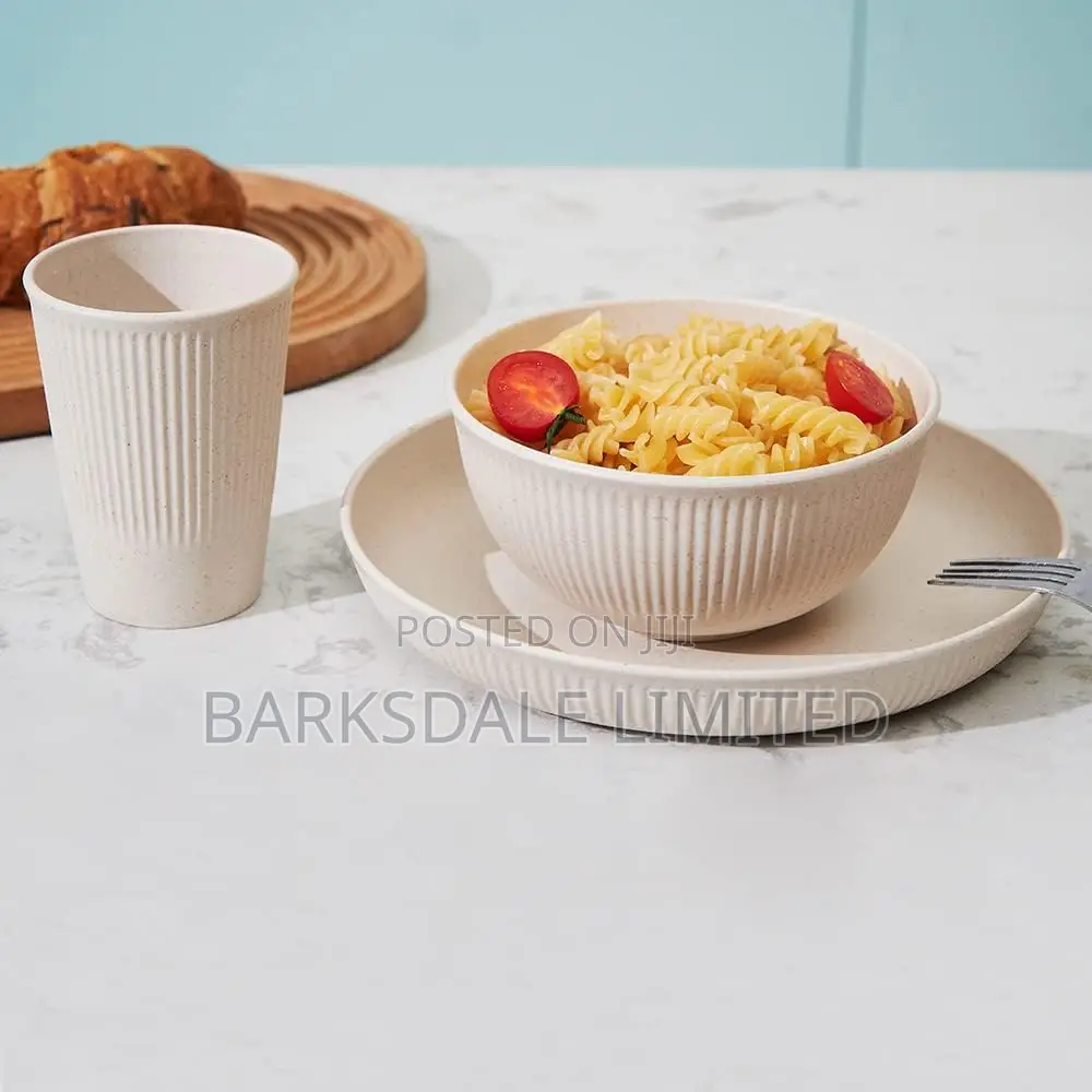 18pcs Dinnerware Set Cups Plates Bowls Dishes Glass White
