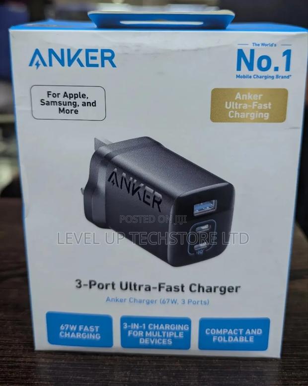 Anker 336 Charger – 67w 3-Port Usb-C and Usb-a (Uk Plug) – Black