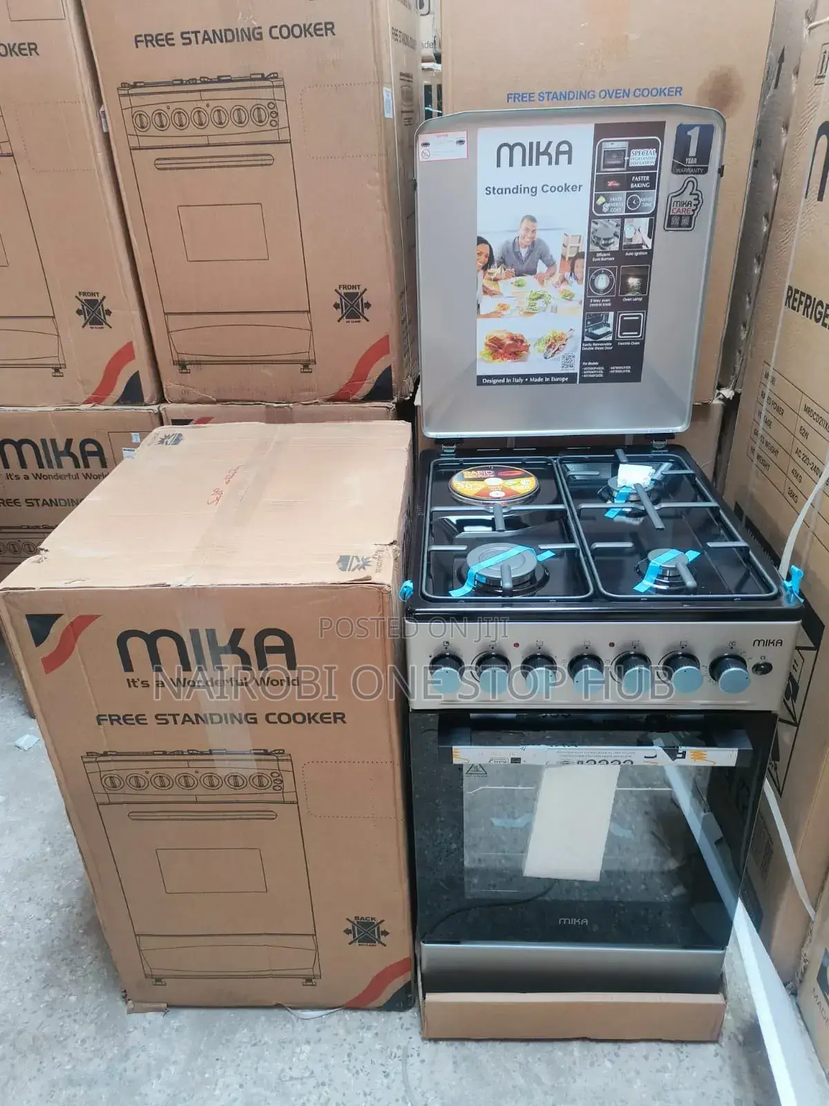 Mika Standing Cooker, 50cm X 60cm, 3 Gas Pipe Burners