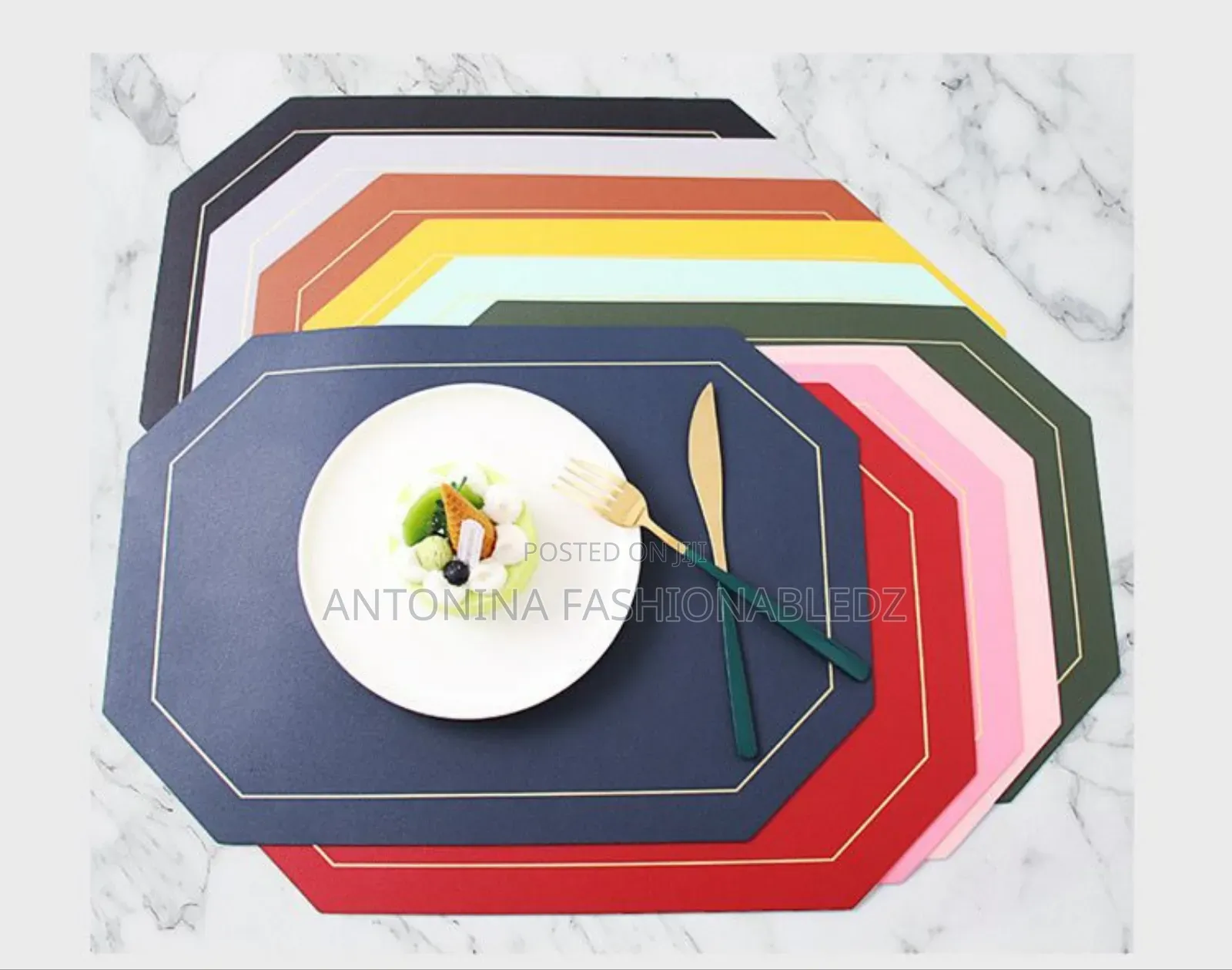 6 PCS Double Side Pure Leather Table Mat