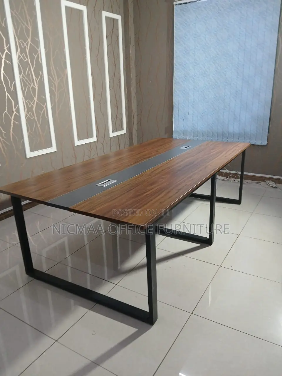 Sleek Design With Built-in Cable Ports Boardroom Table