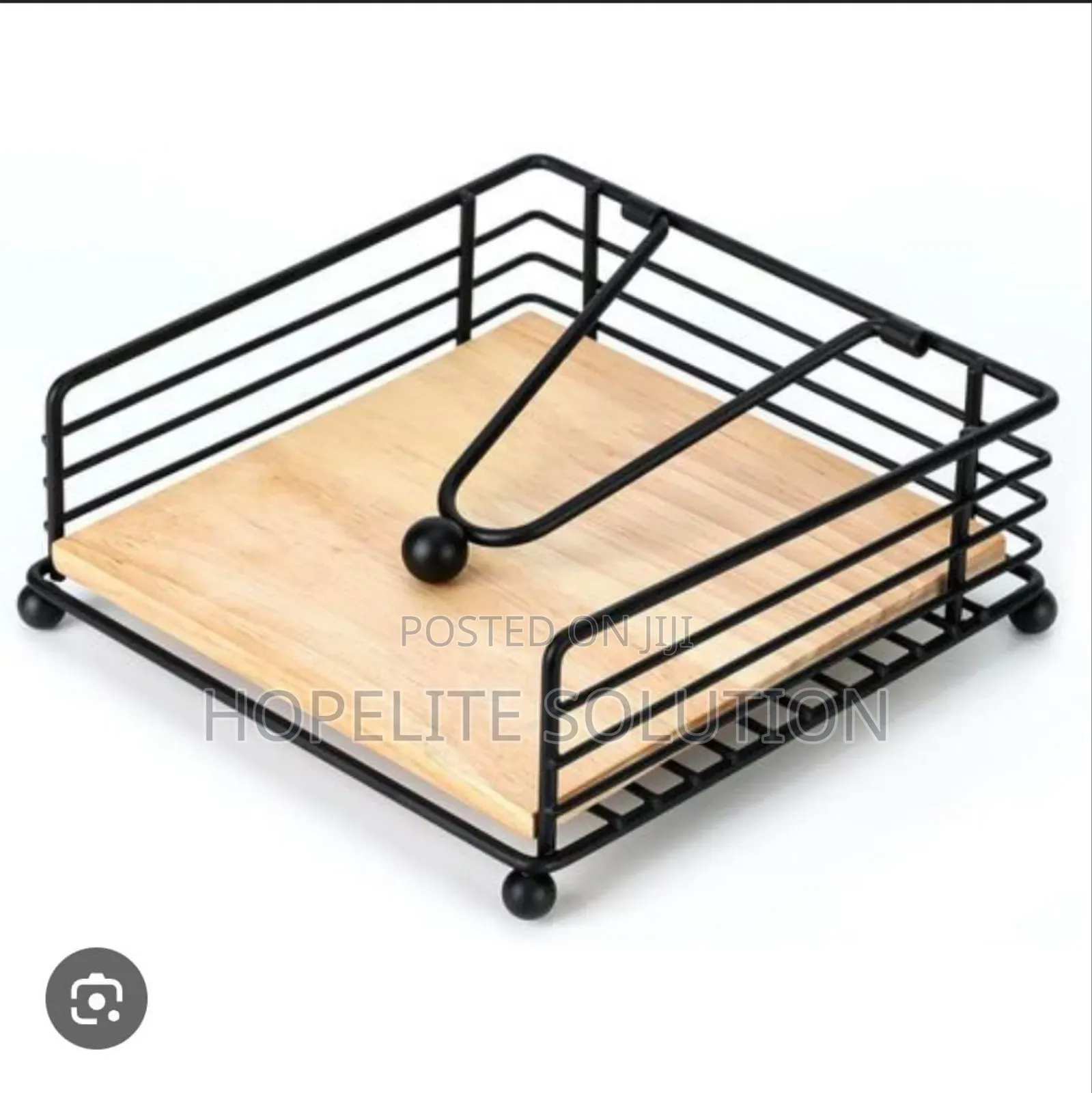 Bamboo Base Metallic Serviette Holder