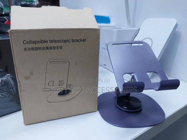Adjustable Phone Stand for Desk - 360° Rotating Metal Bracket - thumbnail 2