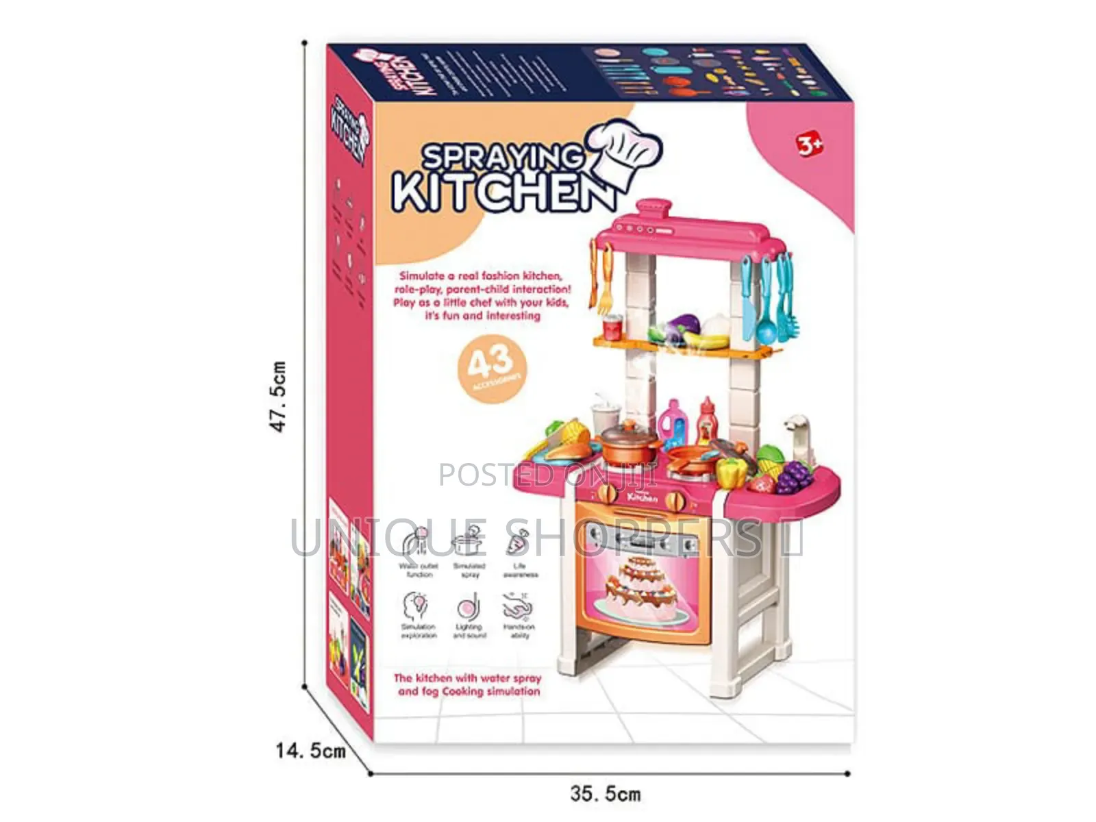 Kids Pretend Mini Kitchen Toy Set With Realistic and Sound Spray