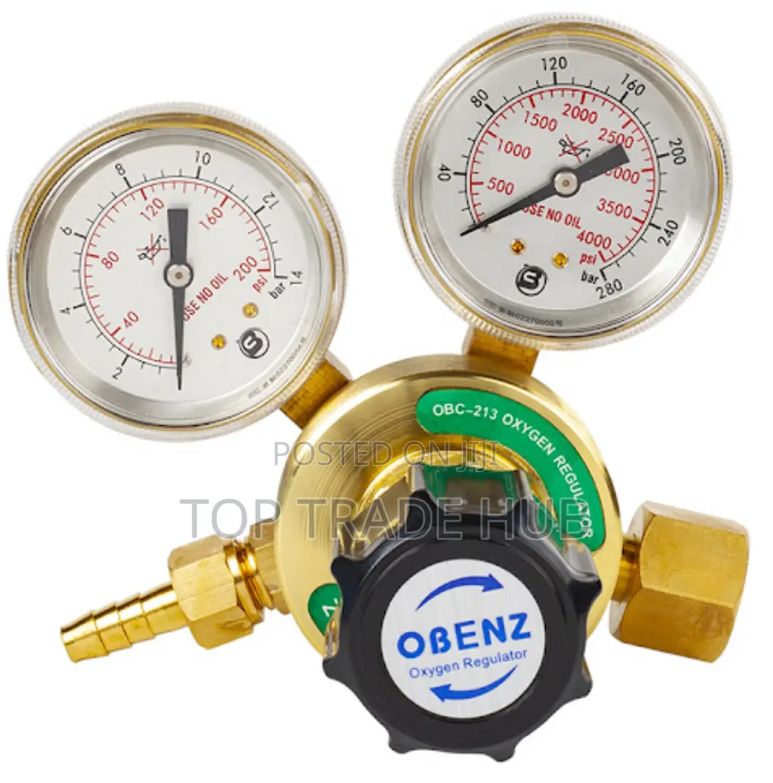 Single Stage Oxygen Gas Regulator – 10 Bar Max / 2 Gauge
