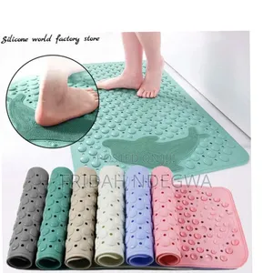 Bathroom Anti Slip Mat With Dolphin Lazy Scrubber