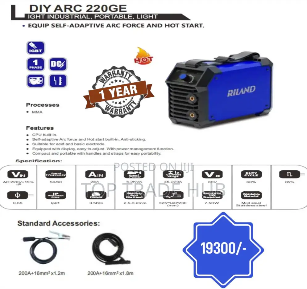 Riland Arc 200ge Mma Inverter Welder 200a Single Phase