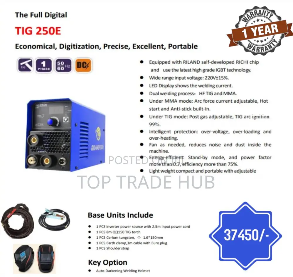 Riland Tig 250e Digital Inverter Welder – 250a, 220v