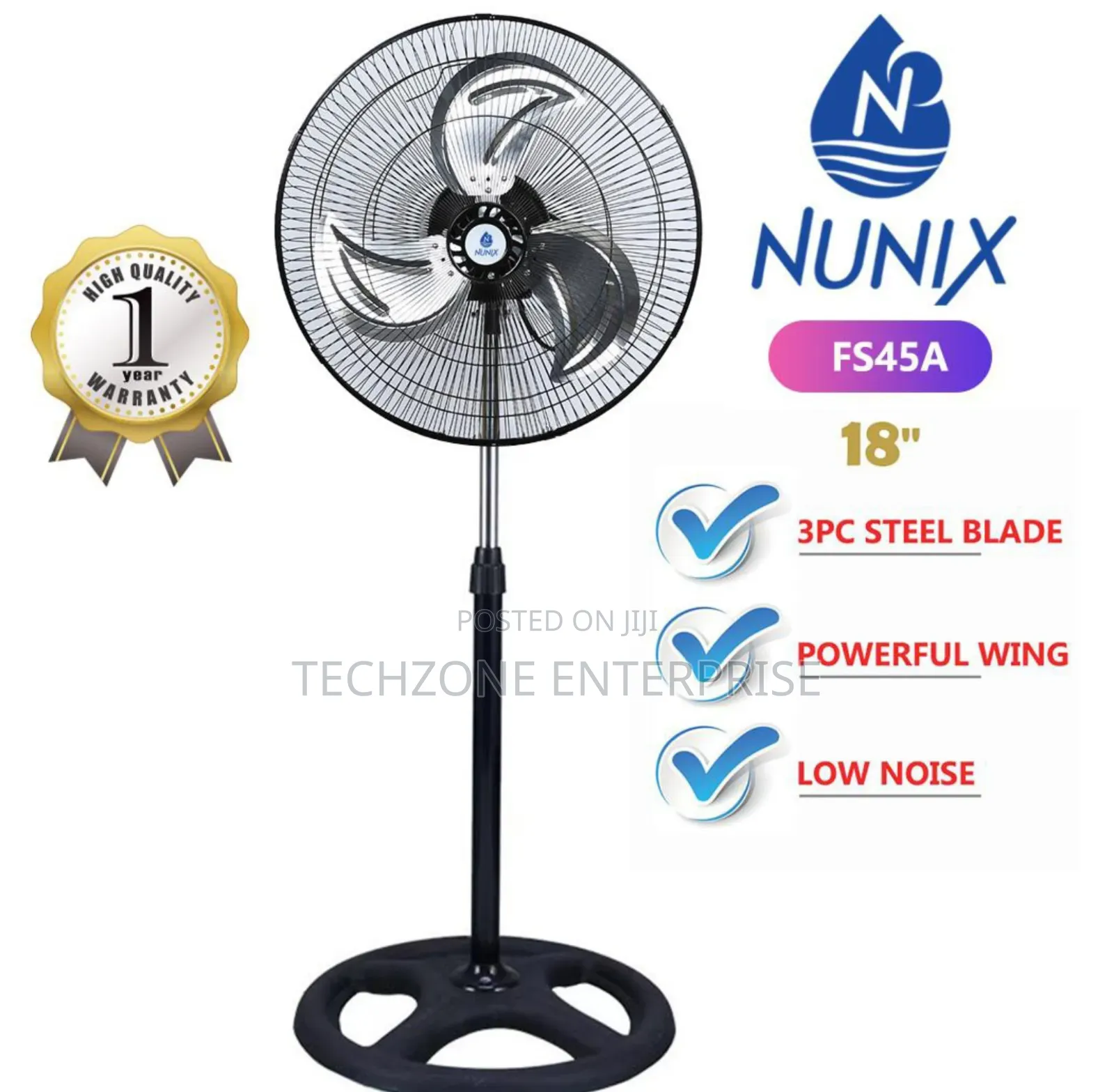 Nunix 18 Inches Standing Fan With Steel Blade