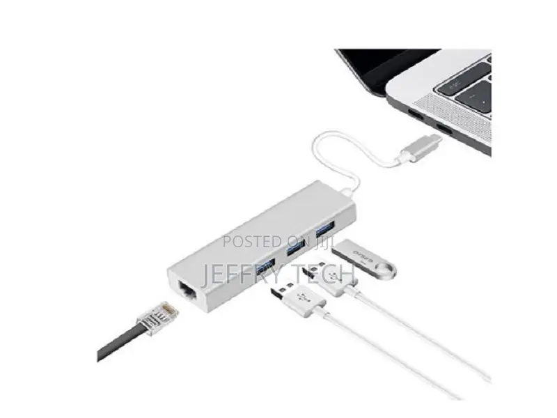 Type C 3 Port Hub + Lan Card
