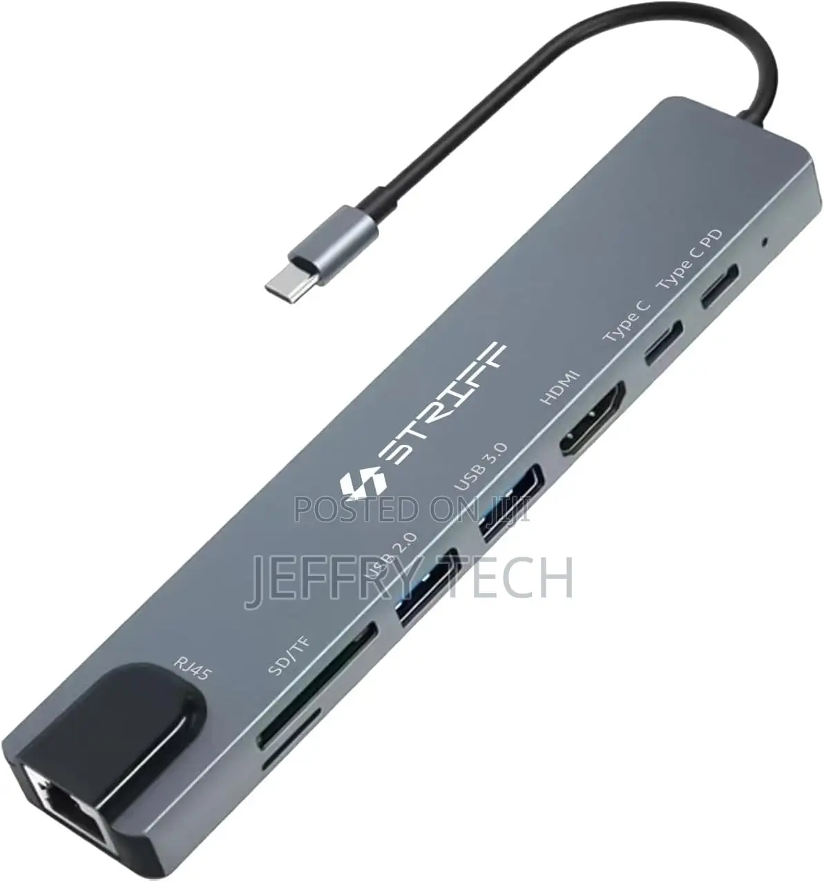 Striff Usb Hub (8-in-1) With 30hz Hdmi, 100 MBPS Ethernet, Microsd