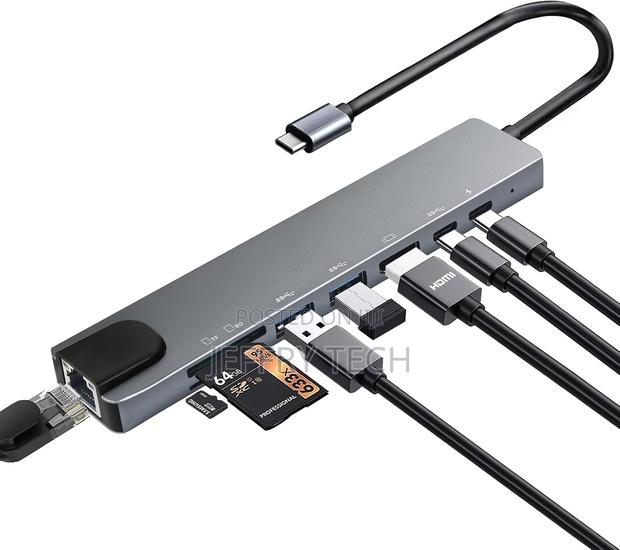 Usb C Hub With Ethernet Adapter, 8 in 1 Usb-C Multiport Adapter With 1 - main view