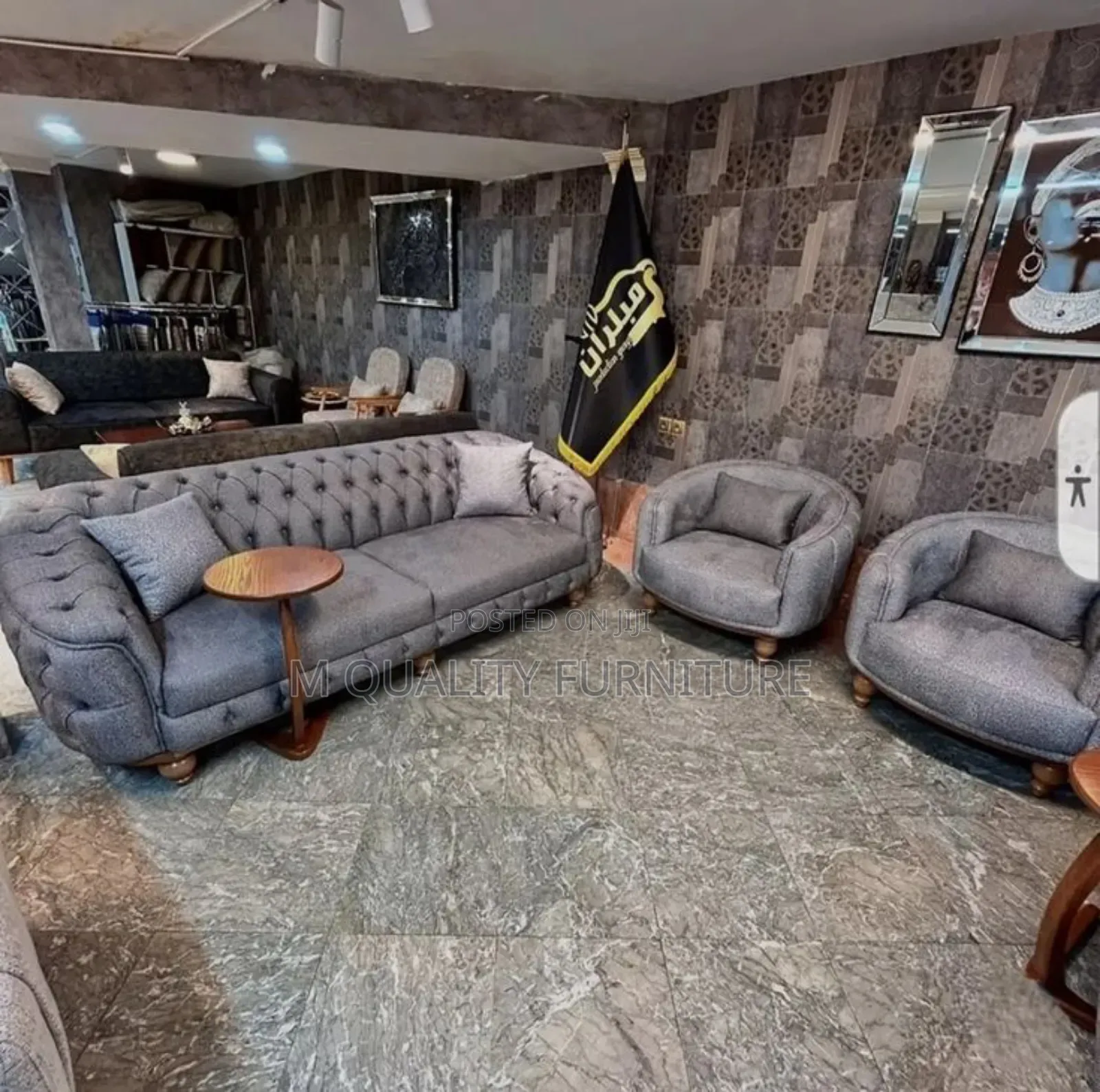 5 Seater Gray Chesterfield New Design Sofas