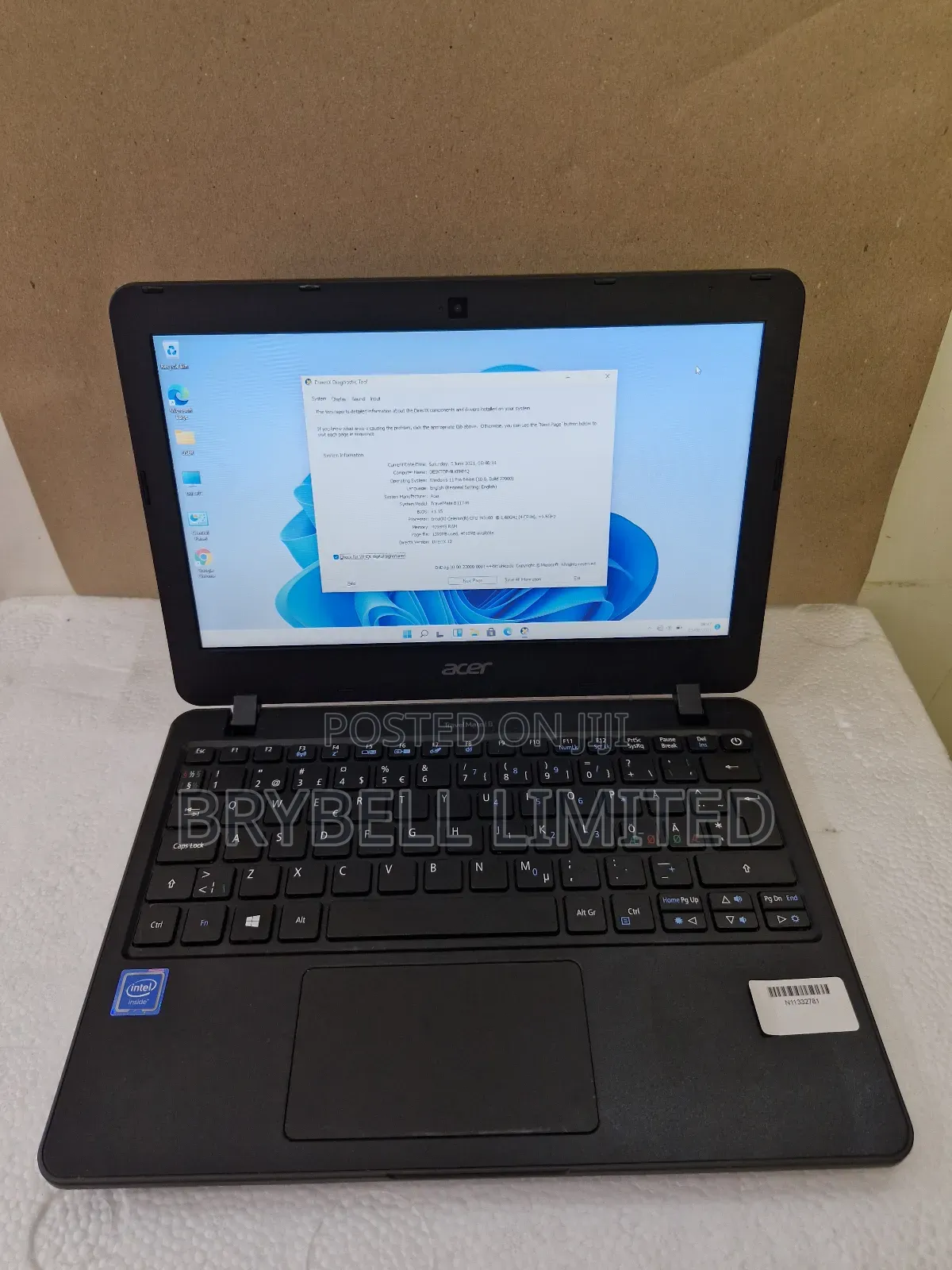 Laptop Acer TravelMate B 4GB Intel Celeron HDD 60GB