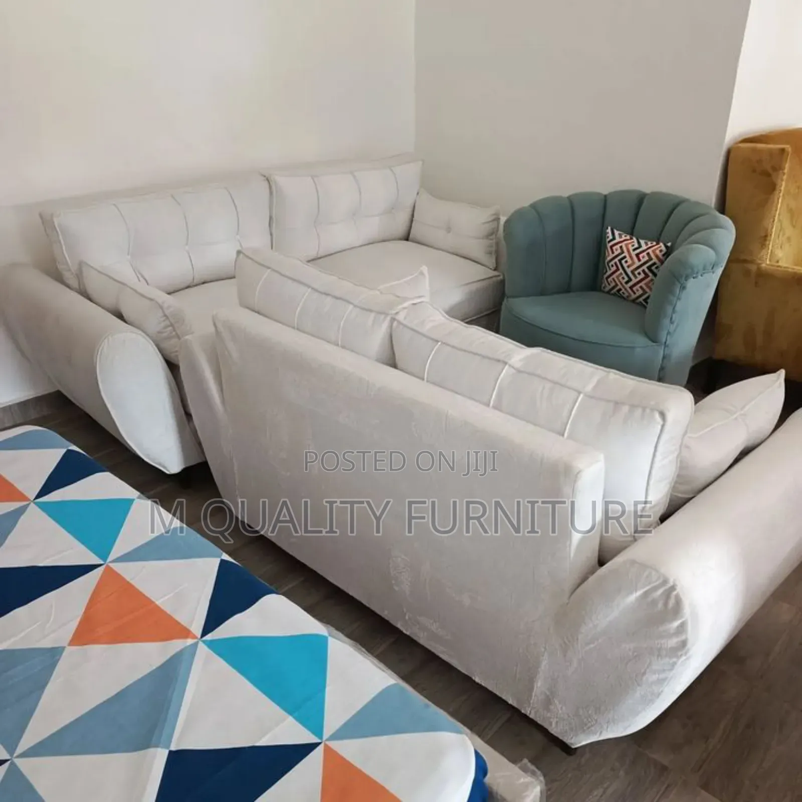 White 5 Seater Butterfly Design Sofas